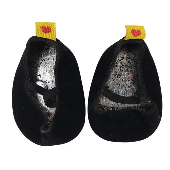 Build A Bear Workshop Black Velvet Heels Pumps Shoes BABW BAB - Picture 2 of 7